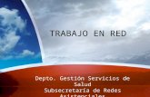Depto. Gestión Servicios de Salud Subsecretaría de Redes Asistenciales Ministerio de Salud TRABAJO EN RED.