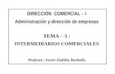 1 DIRECCIÓN COMERCIAL – I Administración y dirección de empresas TEMA – 5 : INTERMEDIARIOS COMERCIALES Profesor: Javier Oubiña Barbolla.