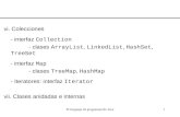 El lenguaje de programación Java1 vi. Colecciones - interfaz Collection - clases ArrayList, LinkedList, HashSet, TreeSet - interfaz Map - clases TreeMap,