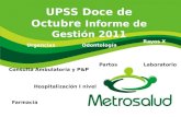 UPSS Doce de Octubre Informe de Gestión 2011 Urgencias Hospitalización I nivel Partos Consulta Ambulatoria y P&P Odontología Laboratorio Farmacia Rayos.