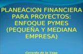 PLANEACION FINANCIERA PARA PROYECTOS: ENFOQUE PYMES (PEQUEÑA Y MEDIANA EMPRESA) Gerardo de la Vega.