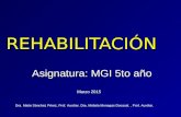REHABILITACIÓN Asignatura: MGI 5to año Dra. Maite Sánchez Pérez, Prof. Auxiliar. Dra. Midiala Monagas Docasal., Prof. Auxiliar. Marzo 2015.