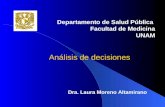 Departamento de Salud Pública Facultad de Medicina UNAM Análisis de decisiones Dra. Laura Moreno Altamirano.
