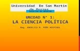 UNIDAD N° 1: LA CIENCIA POLÍTICA Mag. ANGELICA M. PEÑA HOSPINAL Universidad De San Martin de Porres FACULTAD DE DERECHO.