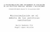 LA MICROSIMULACIÓN COMO INSTRUMENTO DE EVALUACIÓN DE LAS POLÍTICAS PÚBLICAS: MÉTODOS Y APLICACIONES FUNDACIÓN BBVA. Madrid 15, 16 noviembre 2004 Microsimulación.