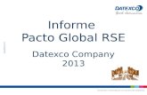 Informe Pacto Global RSE Datexco Company 2013. INTRODUCCION ALCANCE DE ACTIVIDADES DATEXCO HISTORIA MISION VISION POLITICA DE CALIDAD NUESTROS OBJETIVOS.