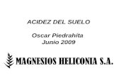ACIDEZ DEL SUELO Oscar Piedrahíta Junio 2009. El pH del suelo es una medida de la acidez o de la alcalinidad de la solución del suelo pH = - log[H+]