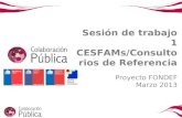 Sesión de trabajo 1 CESFAMs/Consultorios de Referencia Proyecto FONDEF Marzo 2013.