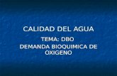 CALIDAD DEL AGUA TEMA: DBO DEMANDA BIOQUIMICA DE OXIGENO.