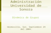 Maestría en Administración Universidad de Sonora Dinámica de Grupos Hermosillo, Son. Septiembre 29 del 2004.