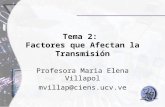 Tema 2: Factores que Afectan la Transmisión Profesora Maria Elena Villapol mvillap@ciens.ucv.ve.