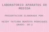 LABORATORIO APARATOS DE MEDIDA PRESENTACION ELABORADA POR: HEIDY TATIANA MONTOYA RODRIGUES GRADO: 10-2.