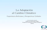 La Adaptación al Cambio Climático Experiencia Boliviana y Perspectivas Globales Javier Gonzales Iwanciw Oficina de Desarrollo Limpio Programa Nacional.
