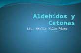 Lic. Amalia Vilca Pérez. Introducción Los aldehídos y las cetonas son dos clases de derivados hidrocarbonados estrechamente relacionados, que contienen.