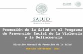 Dirección General de Promoción de la Salud MORELOS SEPTIEMBRE 2014 Promoción de la Salud en el Programa de Prevención Social de la Violencia y la Delincuencia.