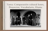Tarea: Comparasión cultural lunes, Proyectos, Vocabulario, Diario.