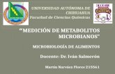 “ MEDICIÓN DE METABOLITOS MICROBIANOS” MICROBIOLOGÍA DE ALIMENTOS Docente: Dr. Iván Salmerón Martín Narváez Flores 215561.