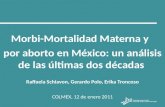 Morbi-Mortalidad Materna y por aborto en México: un análisis de las últimas dos décadas Raffaela Schiavon, Gerardo Polo, Erika Troncoso COLMEX, 12 de enero.