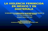 LA VIOLENCIA FEMINICIDA EN MÉXICO Y EN GUATEMALA LA VIOLENCIA FEMINICIDA EN MÉXICO Y EN GUATEMALA VII ENCUENTRO INTERNACIONAL DE ESTADÍSTICAS DE GÉNERO.