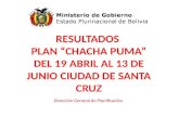 RESULTADOS PLAN “CHACHA PUMA” DEL 19 ABRIL AL 13 DE JUNIO CIUDAD DE SANTA CRUZ Dirección General de Planificación.