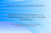 PROYECTO DE LA UNION EUROPEA “MEJORA DE LA EFICIENCIA Y LA COMPETITIVIDAD DE LA ECONOMIA ARGENTINA” AREA MINERALES NO METALIFEROS Y ROCAS DE APLICACION.