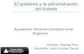 El gobierno y la administración del Estado Ayudantía: Derecho Constitucional Orgánico. Profesor: Rodrigo Pica. Ayudante: Leyla Escobar Zarzar.