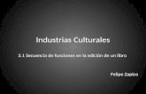 Industrias Culturales 3.1 Secuencia de funciones en la edición de un libro Felipe Zapico.