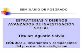 ESTRATEGIAS Y DISEÑOS AVANZADOS DE INVESTIGACIÓN SOCIAL Titular: Agustín Salvia MÓDULO 1: Invariantes y componentes del proceso de investigación SEMINARIO.