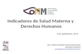 Indicadores de Salud Materna y Derechos Humanos 4 de septiembre, 2013 Dra. María Graciela Freyermuth Enciso Secretaria Técnica gracielafreyermuth54@hotmail.com.