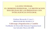 LA EFECTIVIDAD, EL DOMINIO PERSONAL, LA MOTIVACION DISCIPLINAS DE LAS PERSONAS CON INTELIGENCIA INTEGRAL Profesor Bernardo J. Lara C. PROFESOR DE MADEUCA.