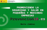 PROMOVIENDO LA SEGURIDAD Y SALUD EN PEQUEÑAS Y MEDIANAS EMPRESAS Prevencion10.es Marta Jiménez.