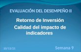 Retorno de Inversión Calidad del impacto de indicadores 27/04/2015 Semana 9 EVALUACIÓN DEL DESEMPEÑO II.