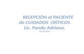 RECEPCIÒN al PACIENTE de CUIDADOS CRÌTICOS. Lic. Pando Adriana. 22-04-2015.