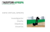 ESPAI VIRTUAL APROPA Investigación Diseño Objetivos Usuarios.
