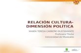 MARÍA TERESA CARREÑO BUSTAMANTE Profesora Titular Universidad de Manizales RELACIÓN CULTURA- DIMENSIÓN POLÍTICA.
