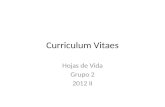 Curriculum Vitaes Hojas de Vida Grupo 2 2012 II. G2N__nombre Nombre: Pepito E-mail:...... @unal.edu.com Ingeniero ….. Grado 2016 Colegio: Ciudad: Tema.