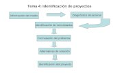 Información del medio Diagnóstico situacional Identificación de necesidades Formulación del problema Alternativas de solución Identificación del proyecto.