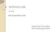 INTRODUCCIÓN A LA PROGRAMACIÓN INTRODUCCIÓN A LA PROGRAMACIÓN Edgar Ruíz González Sara Rodríguez Portal.