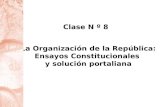La Organización de la República: Ensayos Constitucionales y solución portaliana Clase N º 8.