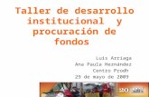 Taller de desarrollo institucional y procuración de fondos Luis Arriaga Ana Paula Hernández Centro Prodh 29 de mayo de 2009.