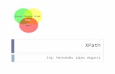 XPath Ing. Hernández López Augusto. Introducción  Es un lenguaje para encontrar información en un documento XML. Es utilizado para navegar a través de.
