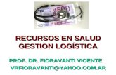 1 RECURSOS EN SALUD GESTION LOGÍSTICA PROF. DR. FIORAVANTI VICENTE VRFIORAVANTI@YAHOO.COM.AR VRFIORAVANTI@YAHOO.COM.AR.