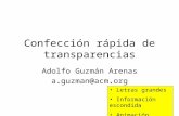 Confección rápida de transparencias Adolfo Guzmán Arenas a.guzman@acm.org Letras grandes Información escondida Animación modesta.