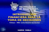 CAMPUS PUEBLA INTRODUCCIÓN FINANCIERA PARA LA TOMA DE DECISIONES Profesor: MNE. Carlos Eduardo Sau Escobar.