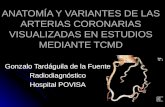 ANATOMÍA Y VARIANTES DE LAS ARTERIAS CORONARIAS VISUALIZADAS EN ESTUDIOS MEDIANTE TCMD Gonzalo Tardáguila de la Fuente Radiodiagnóstico Hospital POVISA.