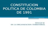 CONSTITUCION POLITICA DE COLOMBIA DE 1991 TITULO XI DE LA ORGANIZACION TERRITORIAL.