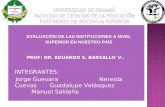 EVALUACIÓN DE LAS INSTITUCIONES A NIVEL SUPERIOR EN NUESTRO PAÍS PROF: DR. EDUARDO S. BARSALLO V.  INTEGRANTES: Jorge Guevara Nereida Cuevas Guadalupe.