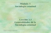 Módulo 3 Sociología criminal Lección 3.1 Generalidades de la Sociología criminal Curso Básico de Policía Judicial Asignatura 3, Psicología y Sociología.