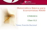 Matemática Básica para Economistas MA99 Tema: Función Racional UNIDAD 6 Clase 12.2.