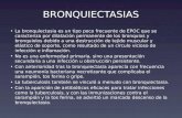 BRONQUIECTASIAS La bronquiectasia es un tipo poco frecuente de EPOC que se caracteriza por dilatación permanente de los bronquios y bronquiolos debido.
